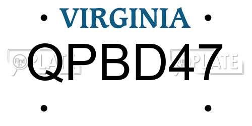 QPBD47 Virginia License Plate