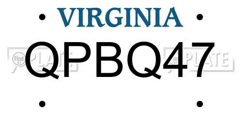 QPBQ47 Virginia License Plate