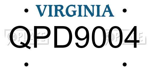 QPD9004 Virginia License Plate