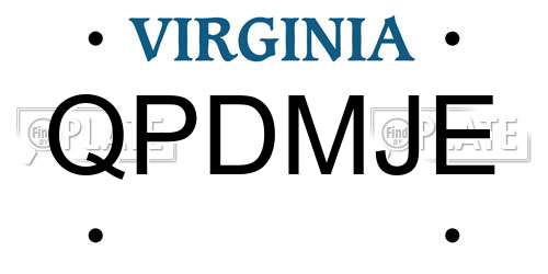 QPDMJE Virginia License Plate