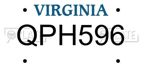 QPH596 Virginia License Plate