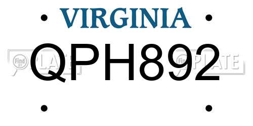 QPH892 Virginia License Plate
