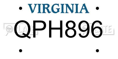QPH896 Virginia License Plate