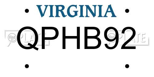 QPHB92 Virginia License Plate