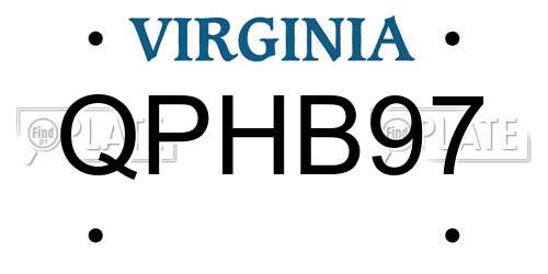 QPHB97 Virginia License Plate