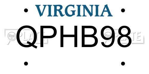 QPHB98 Virginia License Plate
