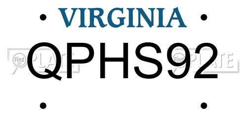 QPHS92 Virginia License Plate