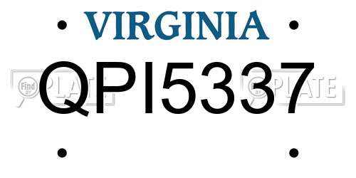 QPI5337 Virginia License Plate
