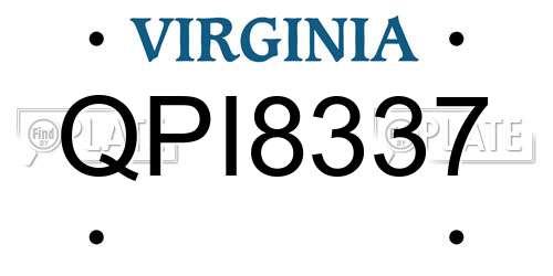 QPI8337 Virginia License Plate