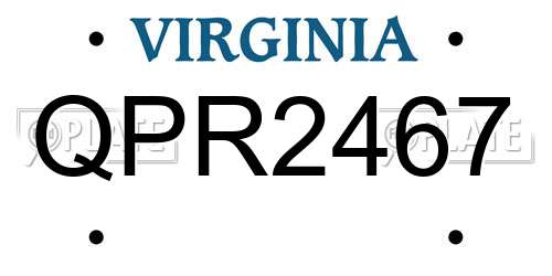 QPR2467 Virginia License Plate