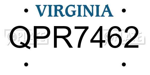 QPR7462 Virginia License Plate