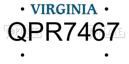 QPR7467 Virginia License Plate