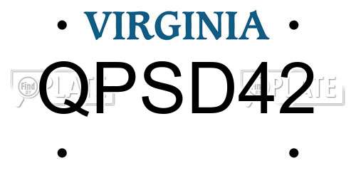 QPSD42 Virginia License Plate