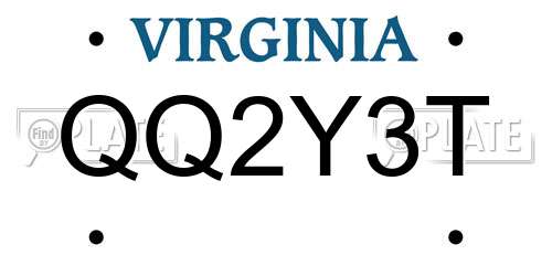 QQ2Y3T Virginia License Plate