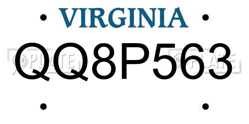 QQ8P563 Virginia License Plate