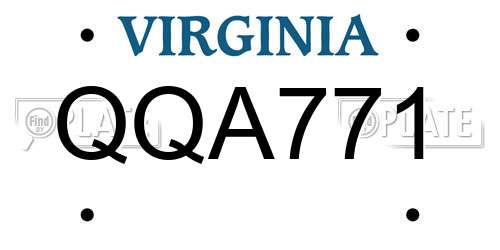 QQA771 Virginia License Plate