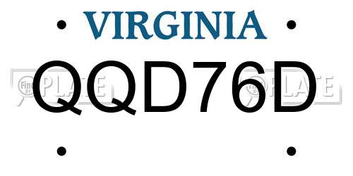 QQD76D Virginia License Plate