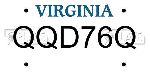 QQD76Q Virginia License Plate