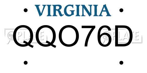 QQO76D Virginia License Plate