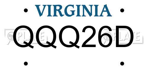 QQQ26D Virginia License Plate