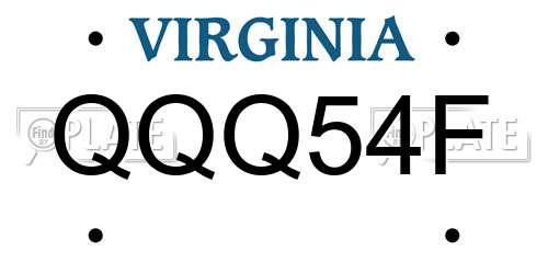 QQQ54F Virginia License Plate