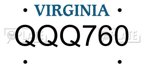 QQQ760 Virginia License Plate