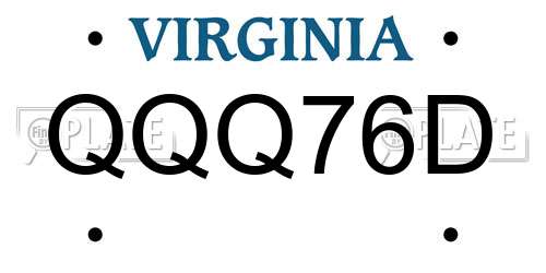 QQQ76D Virginia License Plate