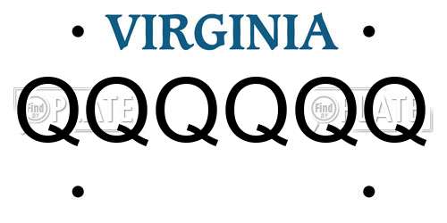 QQQQQQ Virginia License Plate