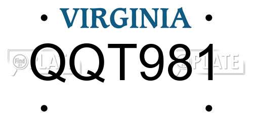 QQT981 Virginia License Plate