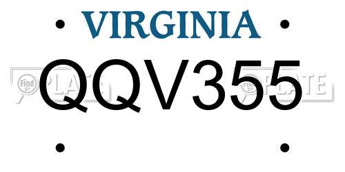 QQV355 Virginia License Plate