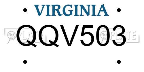 QQV503 Virginia License Plate