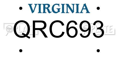 QRC693 Virginia License Plate