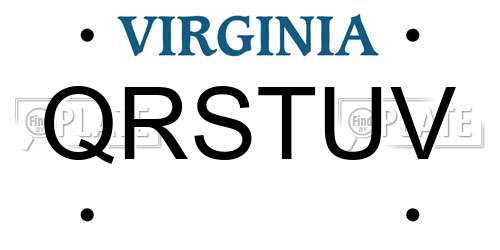 QRSTUV Virginia License Plate