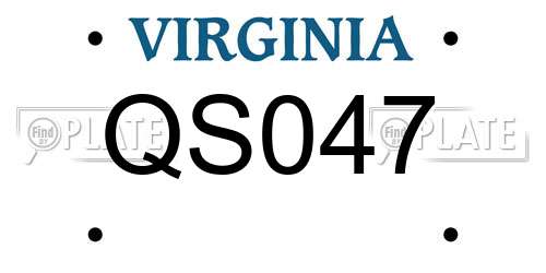 QS047 Virginia License Plate