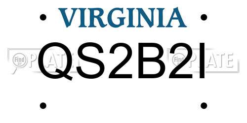 QS2B2I Virginia License Plate