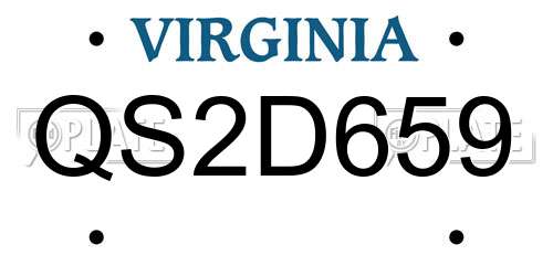 QS2D659 Virginia License Plate