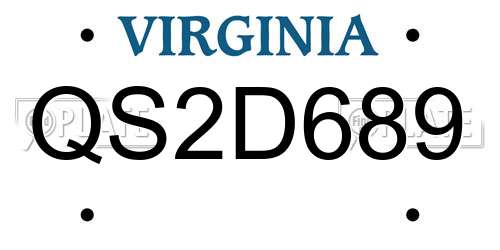 QS2D689 Virginia License Plate