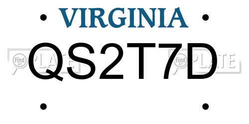 QS2T7D Virginia License Plate