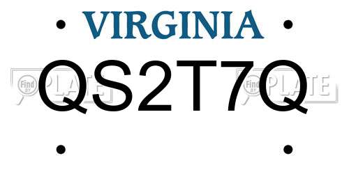 QS2T7Q Virginia License Plate
