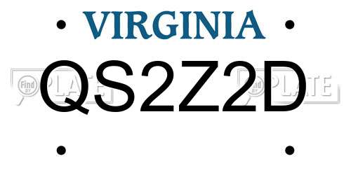 QS2Z2D Virginia License Plate