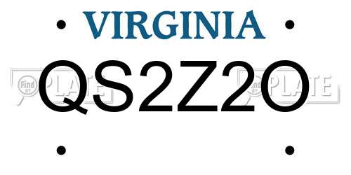 QS2Z2O Virginia License Plate