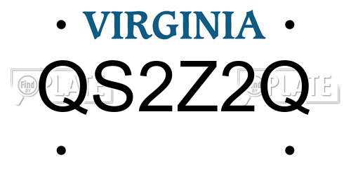 QS2Z2Q Virginia License Plate