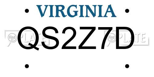 QS2Z7D Virginia License Plate