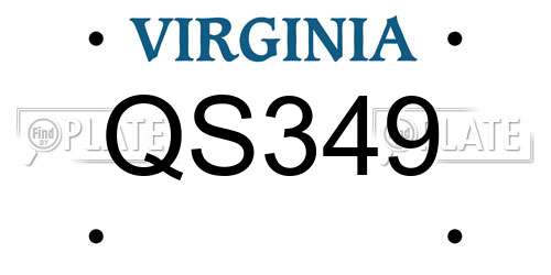QS349 Virginia License Plate