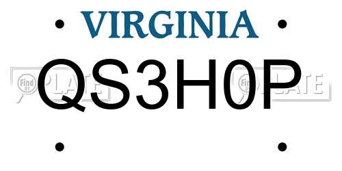 QS3H0P Virginia License Plate