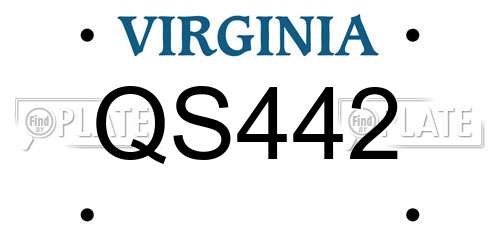 QS442 Virginia License Plate