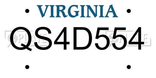 QS4D554 Virginia License Plate