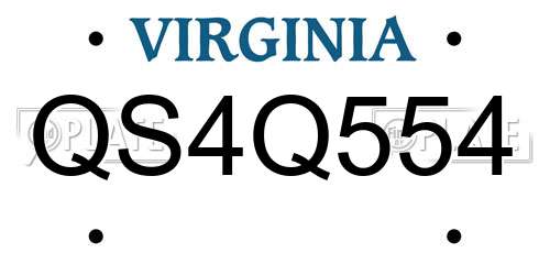 QS4Q554 Virginia License Plate