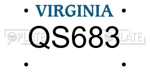 QS683 Virginia License Plate