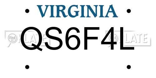 QS6F4L Virginia License Plate